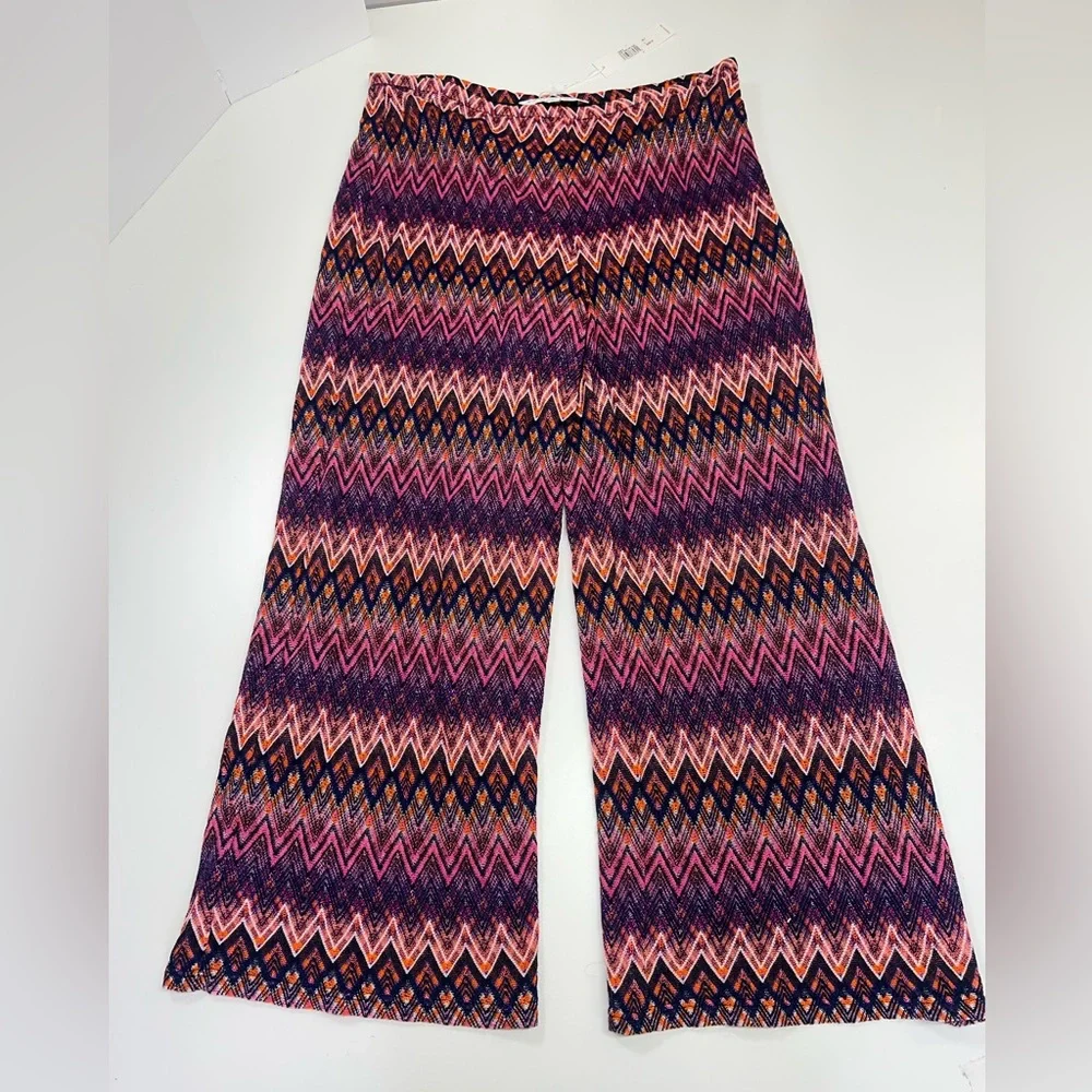 Trina Turk Crop Penelope Pant New With Tags Size Large Pink Purple Zig Zag Pants - Picture 11 of 11
